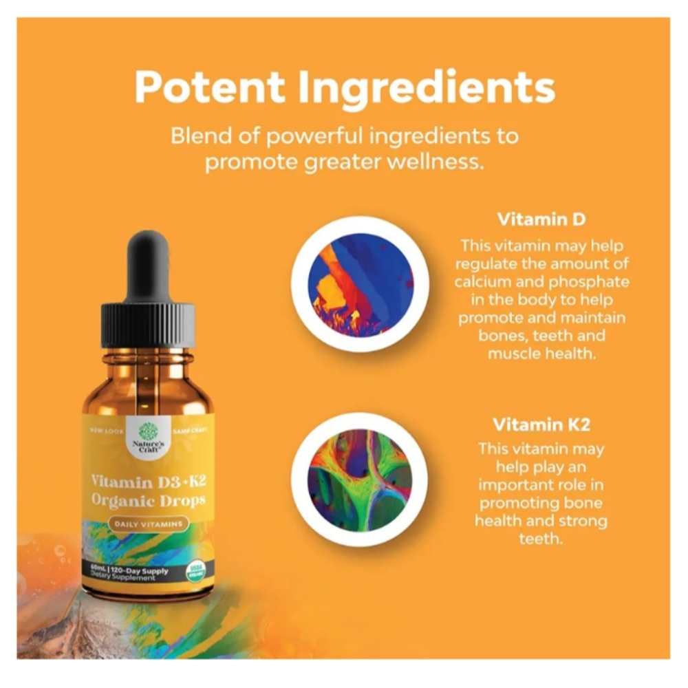 3/$25 Organic Vitamin D3+K2 Drops - Picture 6 of 6